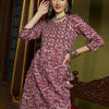 Dhiyona SN Women's Purple Ethnic Motifs Printed A-Line Kurti & Sharara With Dupatta