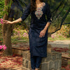 Dhiyona IE Round Neck Floral Embroidered Straight Kurta with Trouser & Dupatta