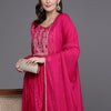 Dhiyona IE Embroidered Empire Sequinned Chanderi Silk Kurta with Trousers & Dupatta