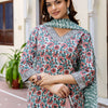 Dhiyona IE Floral Printed V-Neck Pure Cotton Straight Kurta With Palazzo And Dupatta