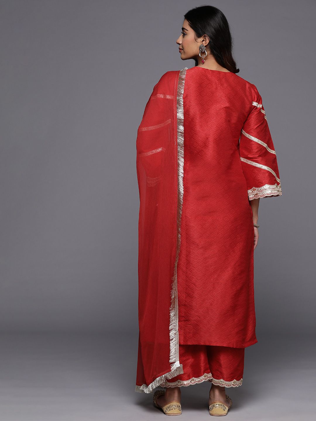 Indyancart VA Women'sRegular Sequinned Kurta with Trousers & Dupatta