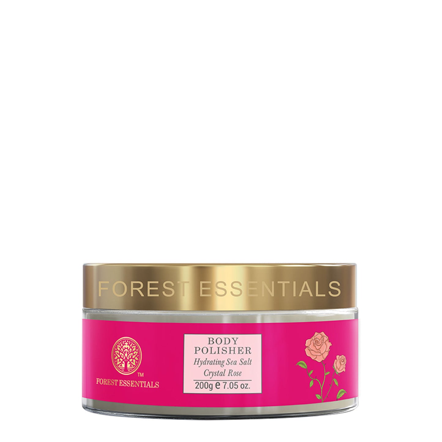 Forest Essentials Body Polisher Hydrating Sea Salt Crystal Rose - Body Scrub for Tan Removal