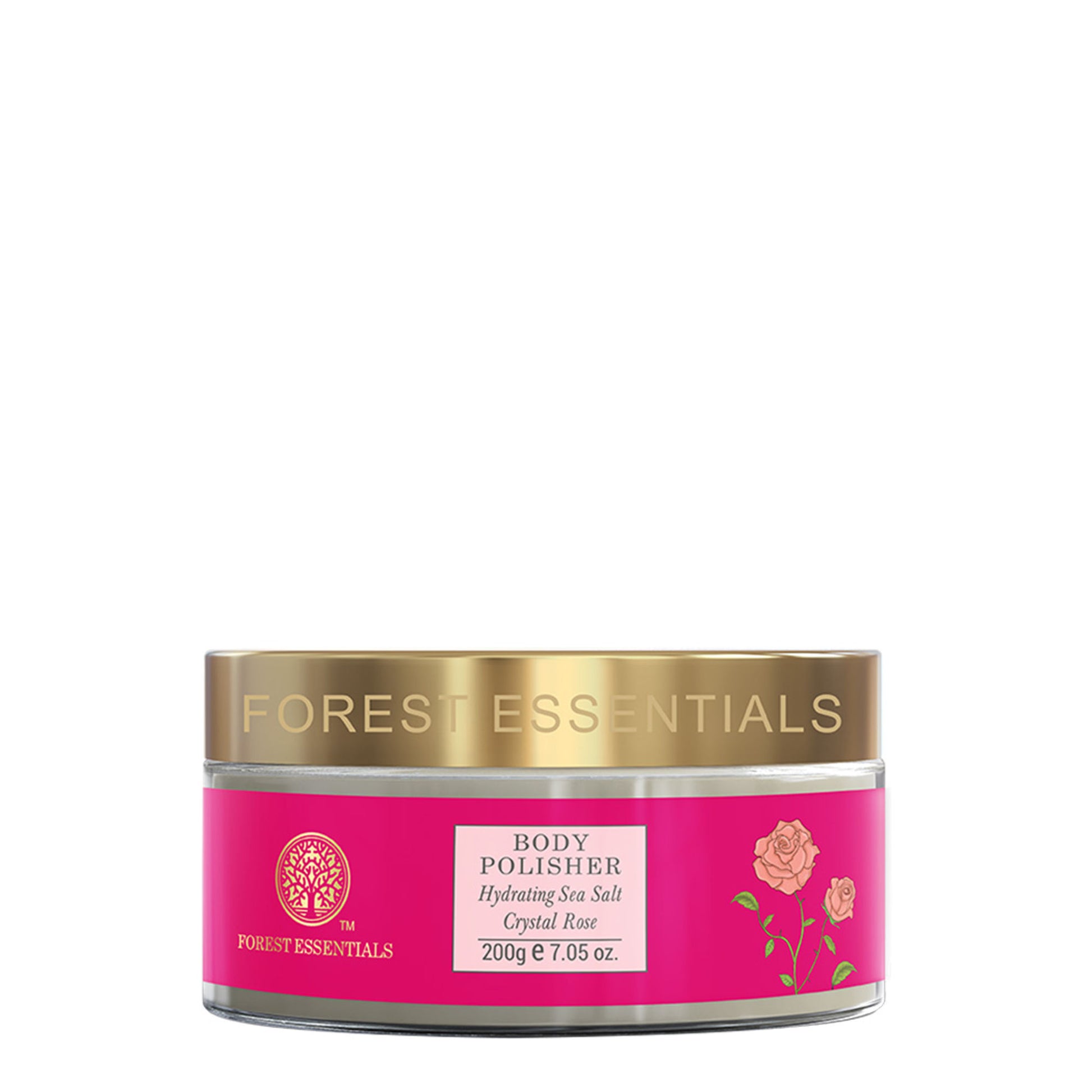 Forest Essentials Body Polisher Hydrating Sea Salt Crystal Rose - Body Scrub for Tan Removal