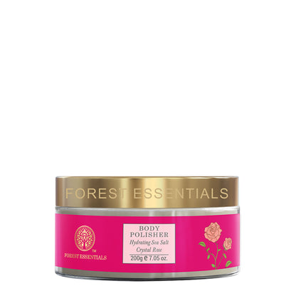 Forest Essentials Body Polisher Hydrating Sea Salt Crystal Rose - Body Scrub for Tan Removal