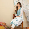 Dhiyona IE Floral Embroidered Thread Work Organza Straight Kurta With Trousers & Dupatta