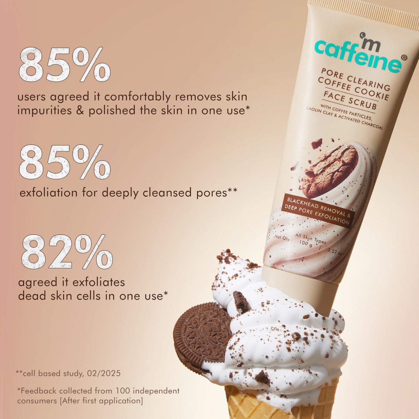 MCaffeine 4.5% Exfoliants Pore Clearing Coffee Cookie Face Scrub Remove Blackheads, Detan & Glow