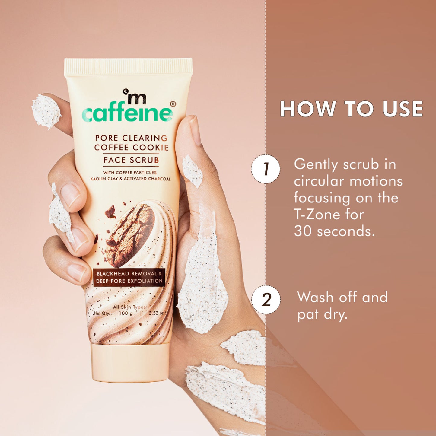 MCaffeine 4.5% Exfoliants Pore Clearing Coffee Cookie Face Scrub Remove Blackheads, Detan & Glow