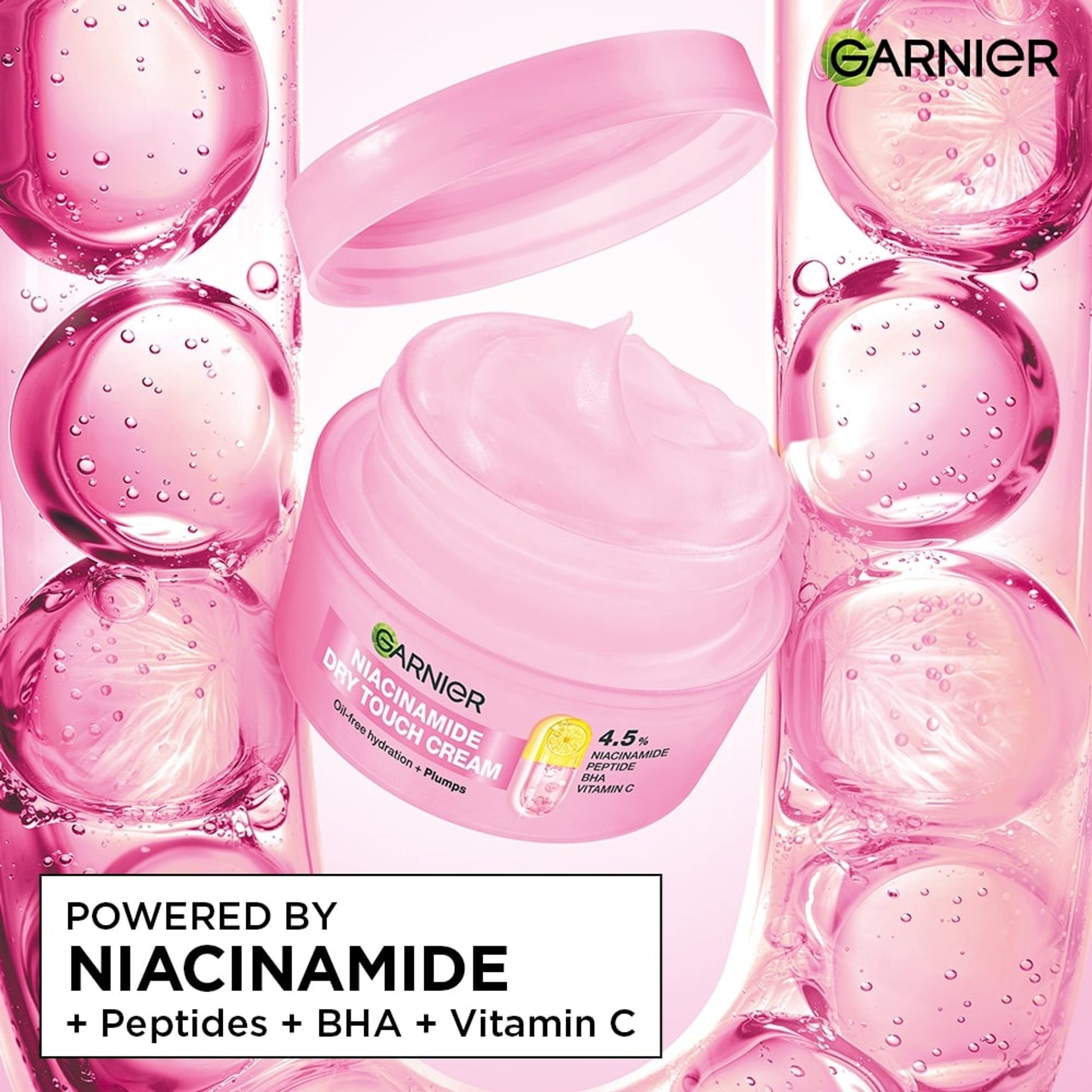 Garnier Fresh & Plump Niacinamide Sorbet Moisturizer, 4.5% Niacinamide Peptide BHA Vitamin C