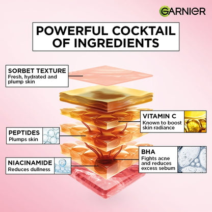 Garnier Fresh & Plump Niacinamide Sorbet Moisturizer, 4.5% Niacinamide Peptide BHA Vitamin C
