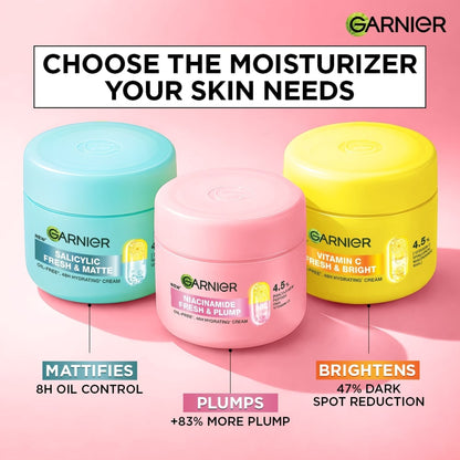 Garnier Fresh & Plump Niacinamide Sorbet Moisturizer, 4.5% Niacinamide Peptide BHA Vitamin C