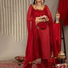 Dhiyona VA Women'sWoven Design Shoulder Straps Zari Detail Straight Kurta & Trousers With Dupatta