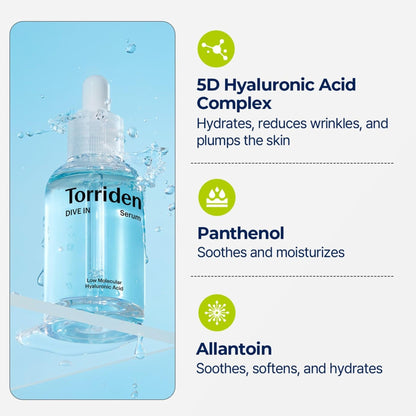 Torriden Dive In Serum - Plumping & Hydrating Hyaluronic Acid Serum with Ceramide for Barrier Repair