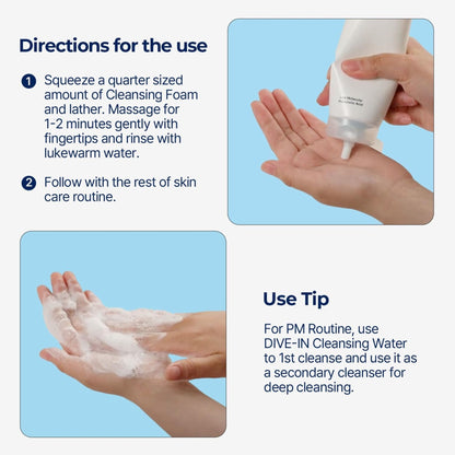 Torriden Dive In Cleansing Foam - Gentle Hydrating Korean Hyaluronic Acid Cleanser, All Skin Types