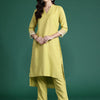 Dhiyona IE Solid High Low Kurta with Trousers