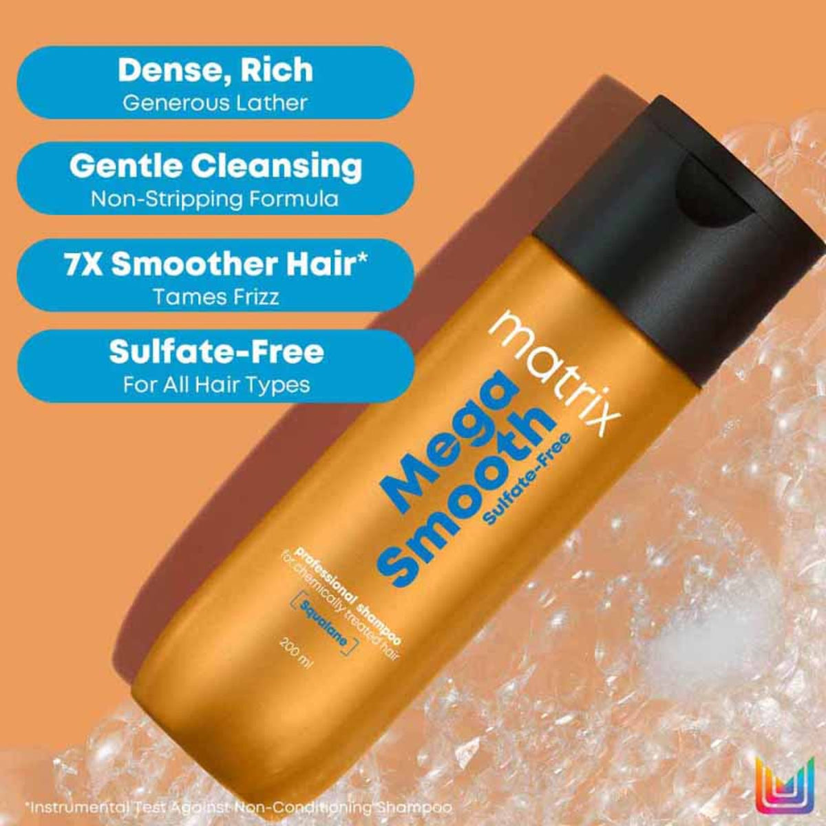 Matrix Mega Smooth Sulfate-free Shampoo, Gentle Cleansing & Bond Repair, Safe for Treated Hair