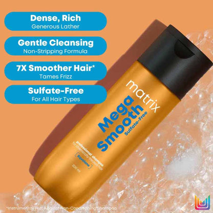Matrix Mega Smooth Sulfate-free Shampoo, Gentle Cleansing & Bond Repair, Safe for Treated Hair