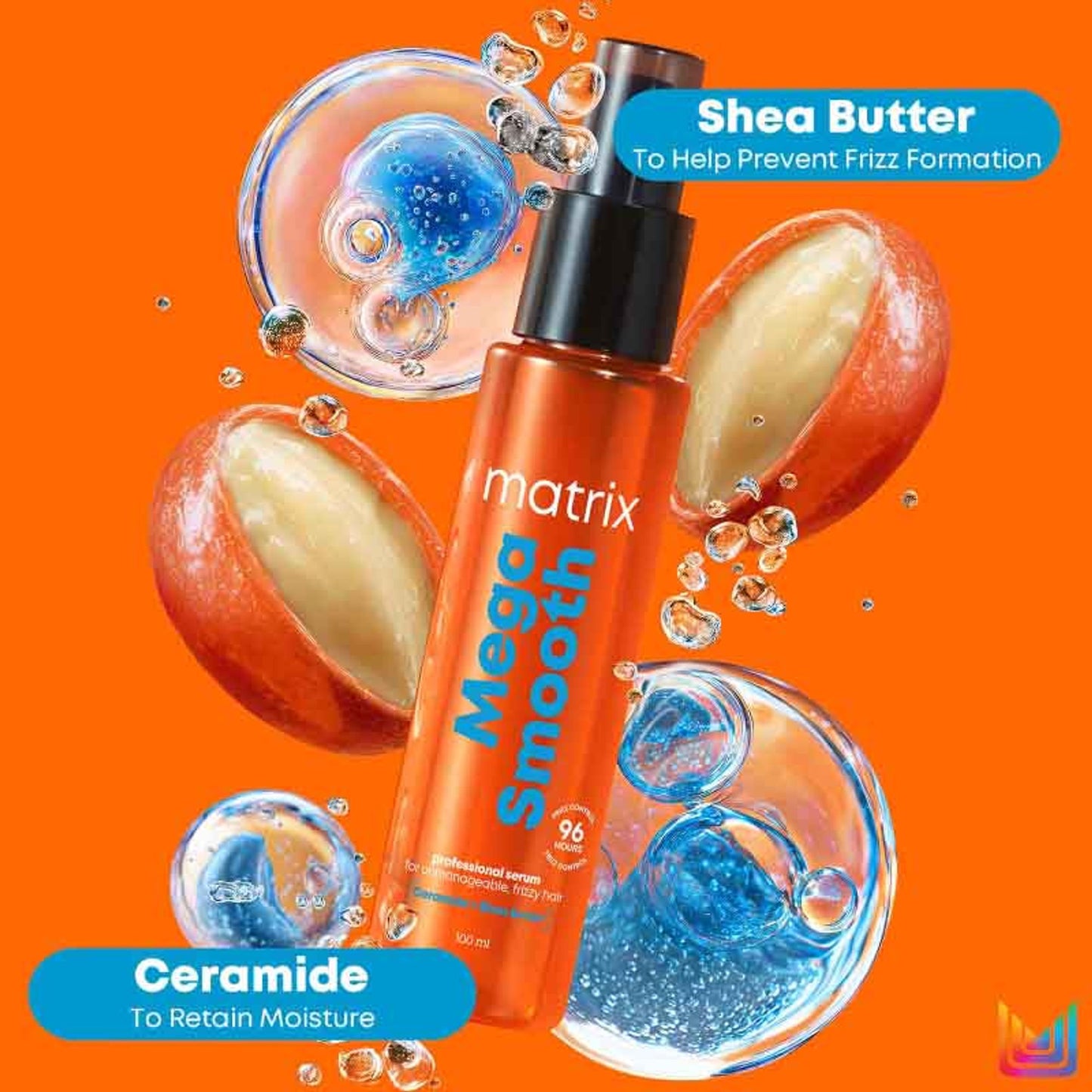 Matrix Mega Smooth Anti-Frizz Serum with Shea butter & Ceramides & 4-Days Frizz Control