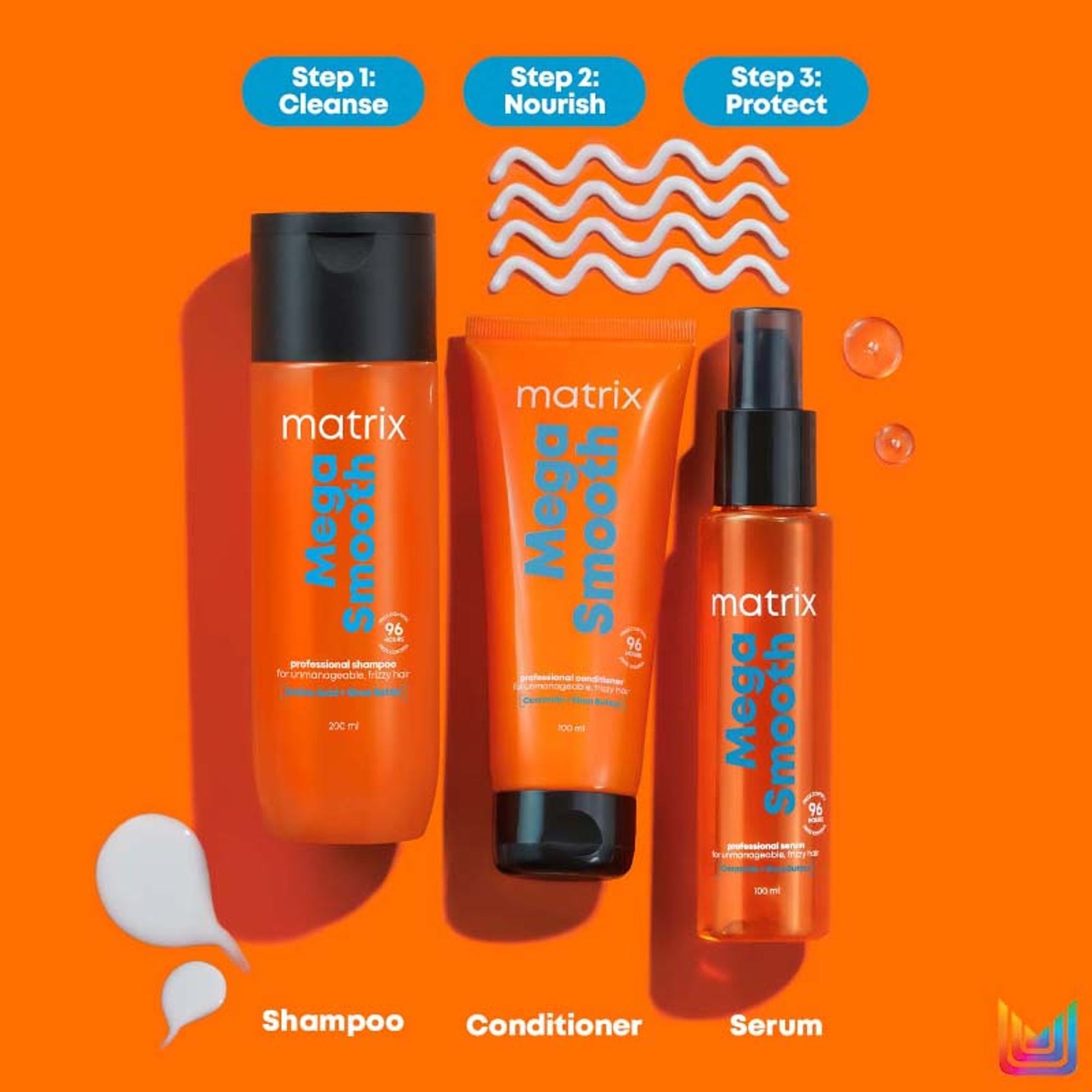 Matrix Mega Smooth Anti-Frizz Serum with Shea butter & Ceramides & 4-Days Frizz Control