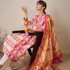 Dhiyona IE Women Printed Panelled Mirror Work Pure Cotton Kurta with Trousers & With Dupatta
