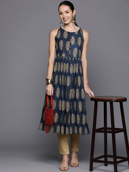 Indyancart IE Ethnic Motifs Printed A-Line Kurta