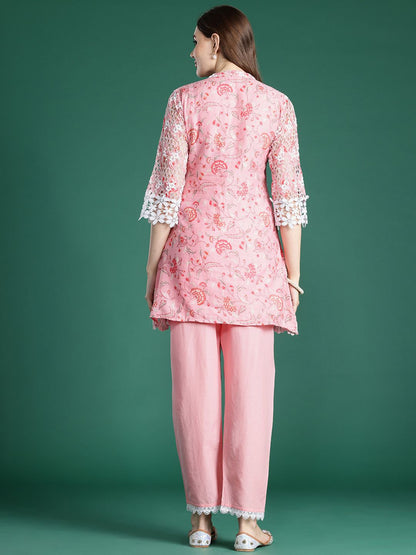 Indyancart IE Floral Embroidered Pure Cotton Co-Ords