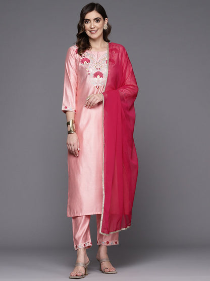 Dhiyona IE Women Embroidered Liva Kurta with Trousers & Dupatta