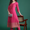 Indyancart IE Ethnic Motifs Printed Pure Cotton Kurta with Trousers