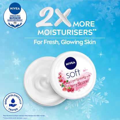 NIVEA Soft Light Moisturizing Cream Berry Blossom Fragrance With Vitamin E & Jojoba Oil