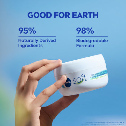 NIVEA Soft Moisturizing Cream Vitamin E Face Cream, Body Moisturizer 72H Hydration Dry & Normal Skin