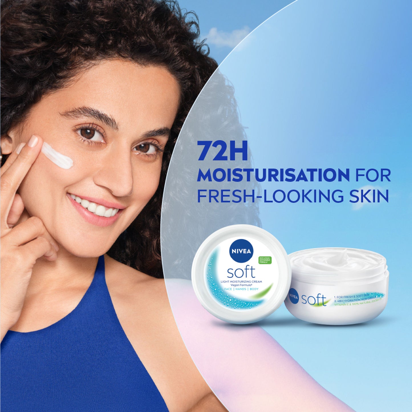 NIVEA Soft Moisturizing Cream Vitamin E Face Cream, Body Moisturizer 72H Hydration Dry & Normal Skin