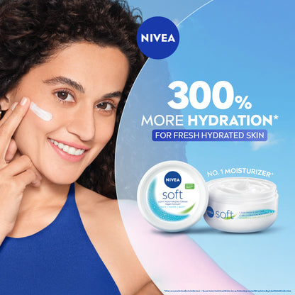 NIVEA Soft Moisturizing Cream Vitamin E Face Cream, Body Moisturizer 72H Hydration Dry & Normal Skin