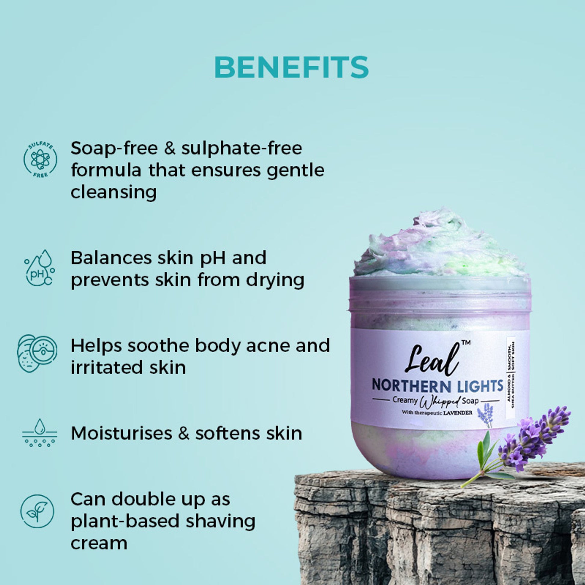 Leal Northern Lights Shea Lavender Bath Cream Whipped Soap