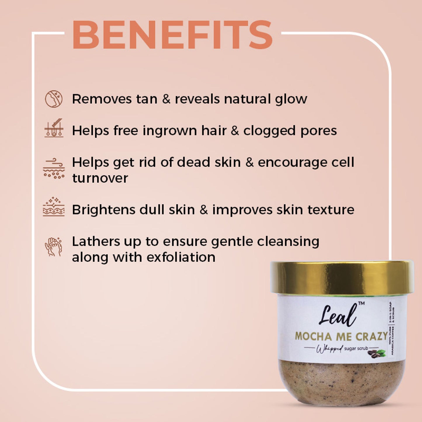 Leal Mocha Me Crazy Coffee Whipped Face & Body Sugar Scrub