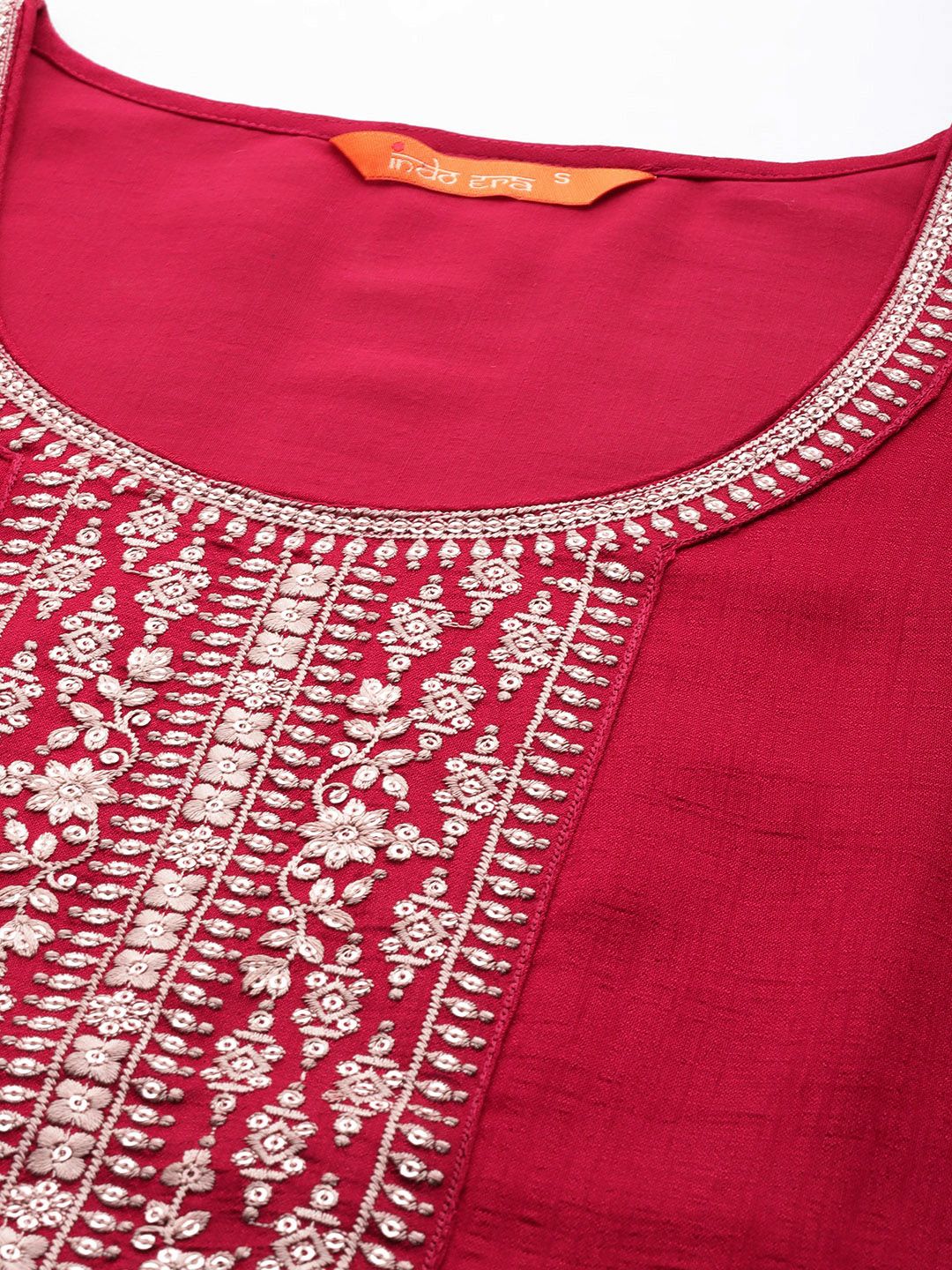 Indyancart IE Ethnic Motifs Embroidered Sequinned Kurta with Trousers & Dupatta