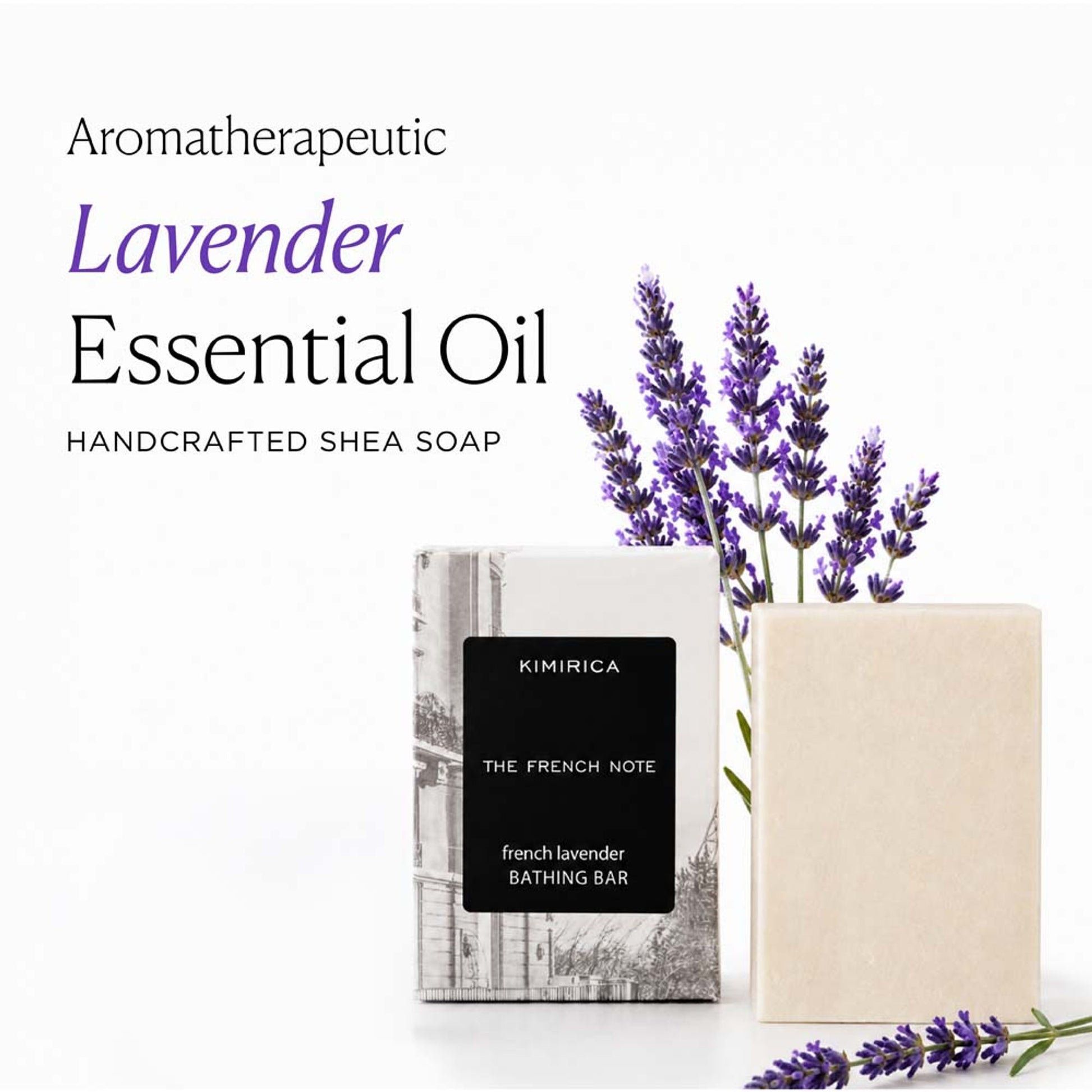 Kimirica The French Note Lavender Bathing Soap, Handmade With Shea Butter, Aloe Vera & Vitamin E