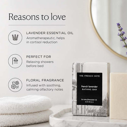 Kimirica The French Note Lavender Bathing Soap, Handmade With Shea Butter, Aloe Vera & Vitamin E