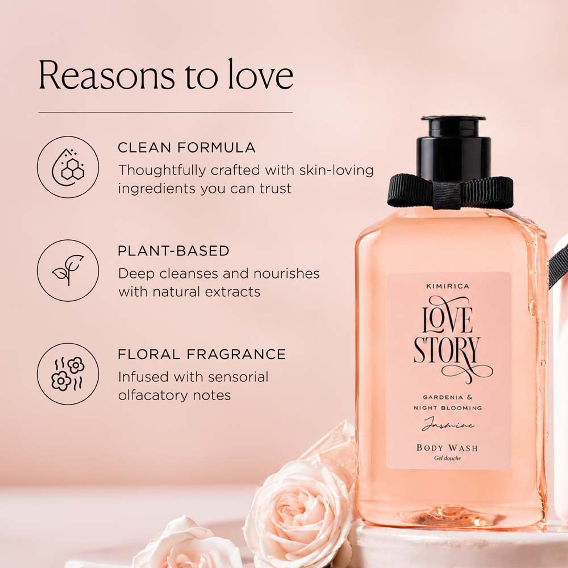 Kimirica Love Story Luxury Scented Body Wash For Soft And Supple Skin, 100% Vegan & Paraben Free