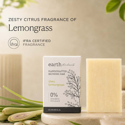 Kimirica Luxury Lemongrass Soap, Handmade Soothing Fresh Bathing Bar With Shea Butter & Aloe Vera
