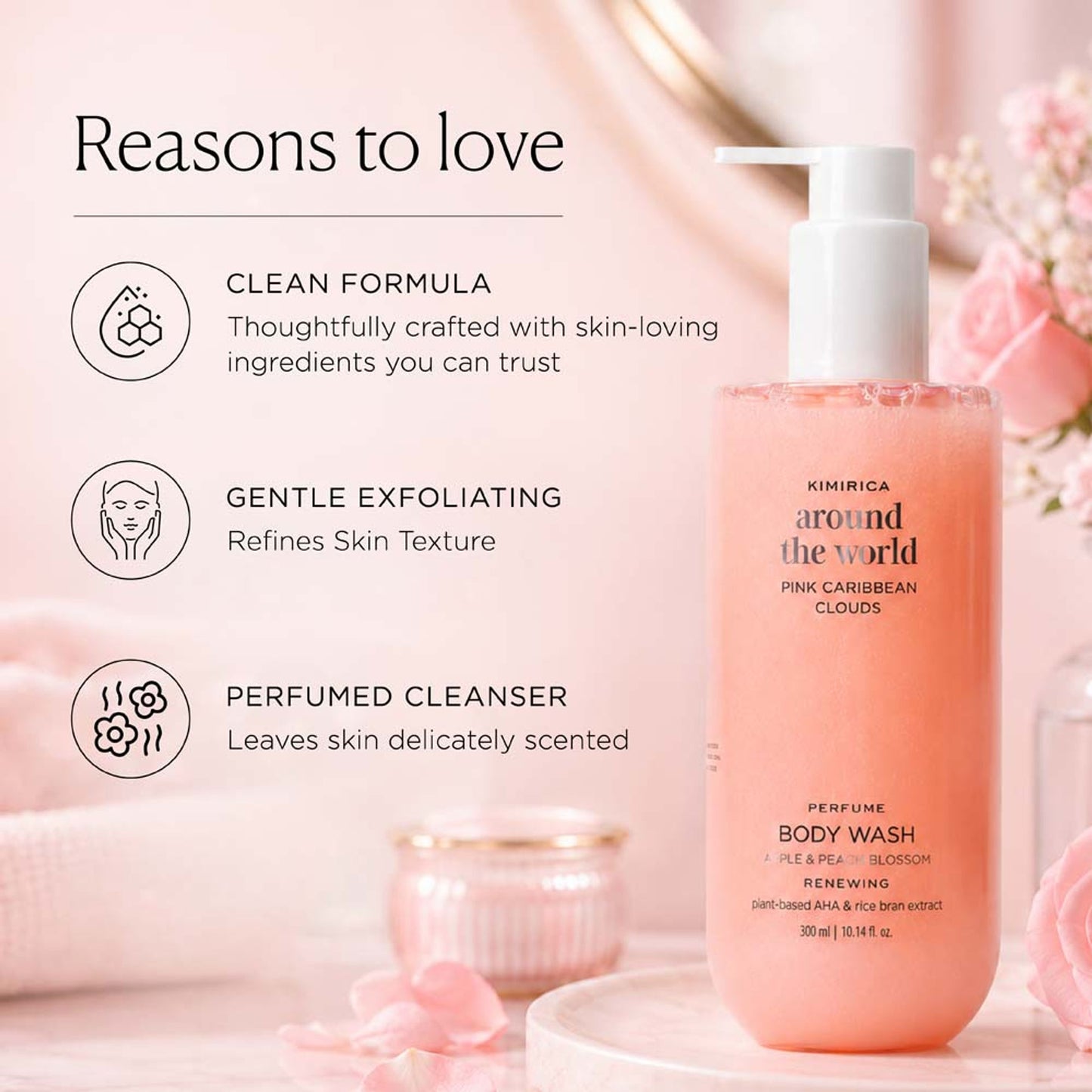 Kimirica Pink Caribbean Refreshing Shower Gel With Nourishing Olive Oil