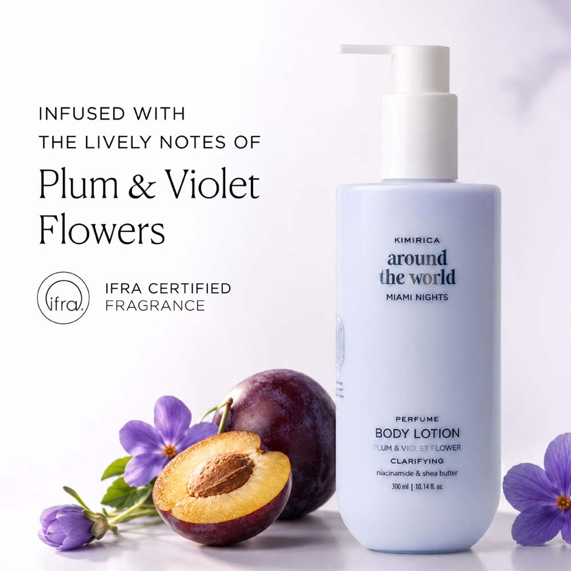 Kimirica Miami Nights Body Lotion - Plum Extract, Vitamin E & Shea Butter for Deep Nourishment