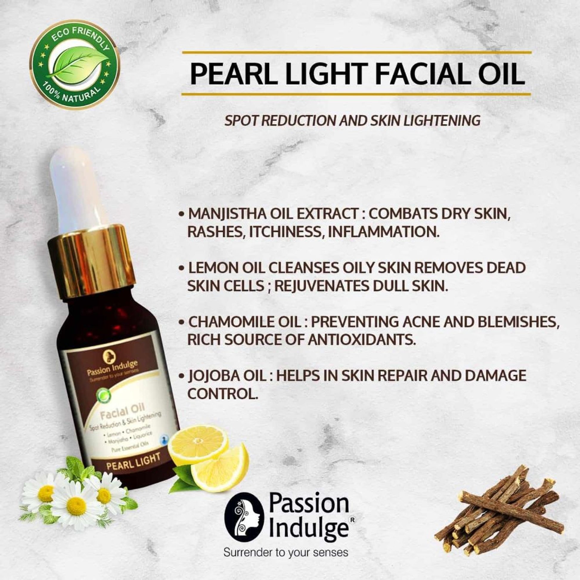 Passion Indulge Pearl Light Facial Oil for Clear Complexion & Skin Brightening
