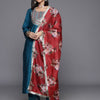 Indyancart VA Women'sEthnic Motifs Yoke Design Sequinned Kurta with Trousers & With Dupatta