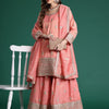 Indyancart IE Ethnic Motifs Embroidered Sequinned Kurta with Palazzos & With Dupatta