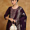Indyancart VA Women's Ethnic Motifs Embroidered Regular Kurta Set With Dupatta