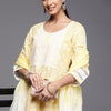 Dhiyona IE Women Yellow Embroidered Thread Work Kurta with Trousers & Dupatta