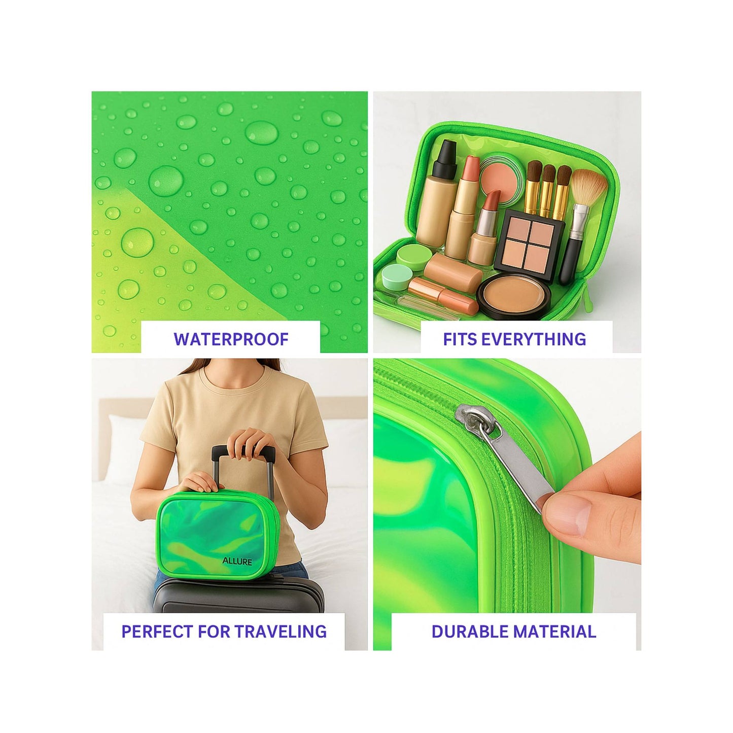 Allure Small Green Holographic Makeup Pouch -AV-24
