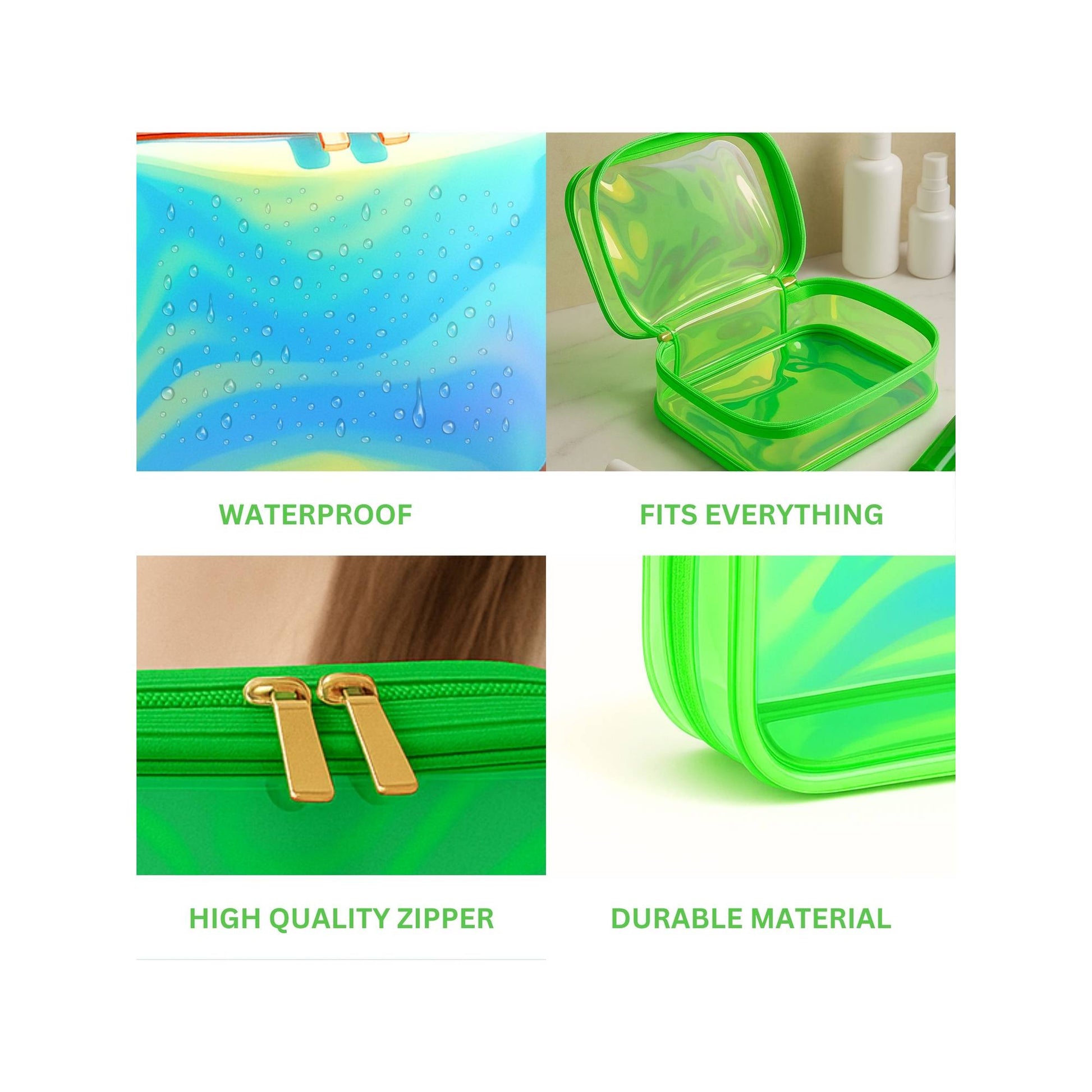 Allure Large Green Holographic Makeup Pouch -AV-25