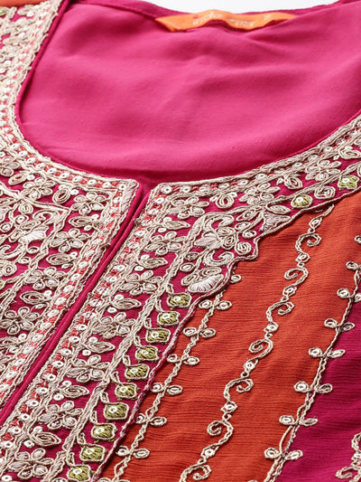 Dhiyona IE Ethnic Motifs Embroidered Regular Sequinned Kurta with Palazzos & Dupatta