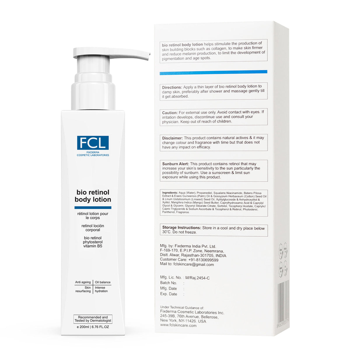FCL Bio Retinol Body Lotion, For SkinAgeing, Keratosis Pilaris, Smoothen, Bumpy & Tanned Skin