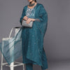 Dhiyona VA Women'sEthnic Zari Embroidered Sequence Embellished Kurta with Trouser & Dupatta